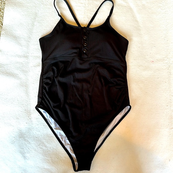 Other - NWOT Black Ribbed One Piece Swimsuit